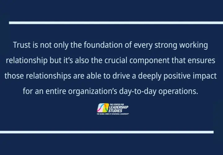 Quote about trust being the foundation for strong relationships and building employee advocacy, driving positive impact.