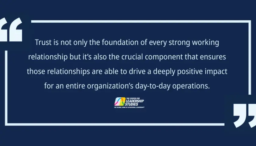 Quote about trust being the foundation for strong relationships and building employee advocacy, driving positive impact.