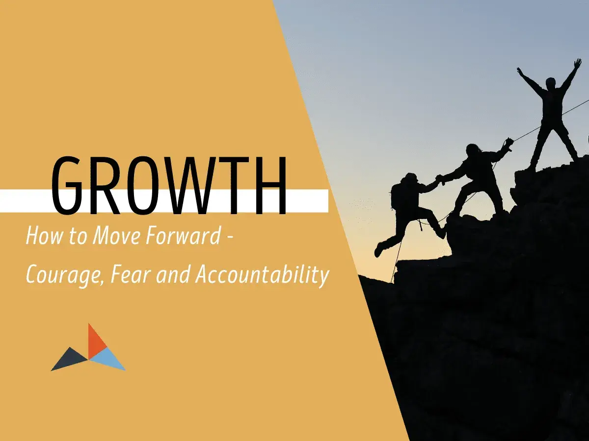 Climbers help each other up a rocky peak, symbolizing how courage and accountability, though sometimes feeling like an attack, are vital for growth and moving forward.