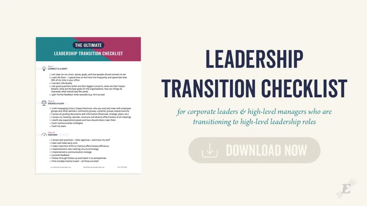 Leadership transition checklist for corporate leaders. Download now to navigate your next leadership role.